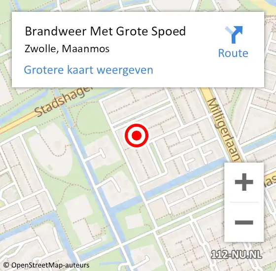 Locatie op kaart van de 112 melding: Brandweer Met Grote Spoed Naar Zwolle, Maanmos op 15 mei 2024 17:25