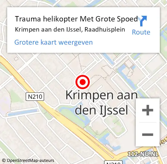 Locatie op kaart van de 112 melding: Trauma helikopter Met Grote Spoed Naar Krimpen aan den IJssel, Raadhuisplein op 15 mei 2024 17:30