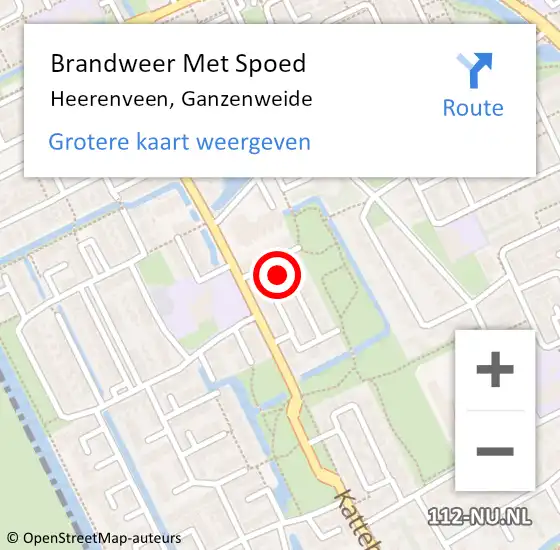 Locatie op kaart van de 112 melding: Brandweer Met Spoed Naar Heerenveen, Ganzenweide op 15 mei 2024 17:45