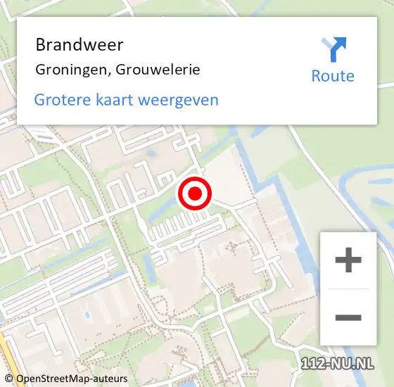 Locatie op kaart van de 112 melding: Brandweer Groningen, Grouwelerie op 15 mei 2024 17:55