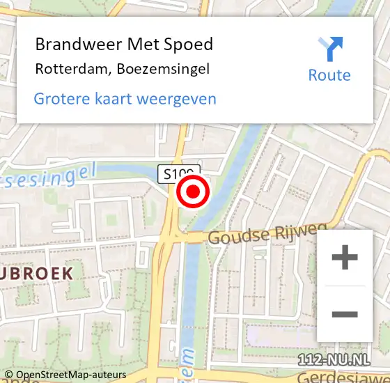 Locatie op kaart van de 112 melding: Brandweer Met Spoed Naar Rotterdam, Boezemsingel op 15 mei 2024 18:06