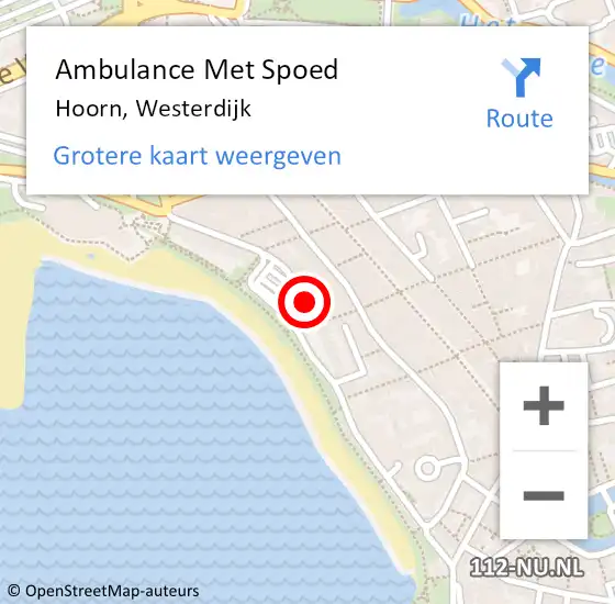 Locatie op kaart van de 112 melding: Ambulance Met Spoed Naar Hoorn, Westerdijk op 15 mei 2024 18:10