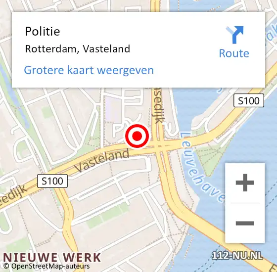 Locatie op kaart van de 112 melding: Politie Rotterdam, Vasteland op 15 mei 2024 18:16