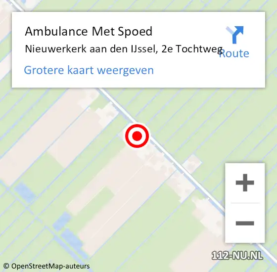 Locatie op kaart van de 112 melding: Ambulance Met Spoed Naar Nieuwerkerk aan den IJssel, 2e Tochtweg op 15 mei 2024 18:18