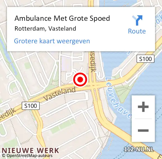 Locatie op kaart van de 112 melding: Ambulance Met Grote Spoed Naar Rotterdam, Vasteland op 15 mei 2024 18:19