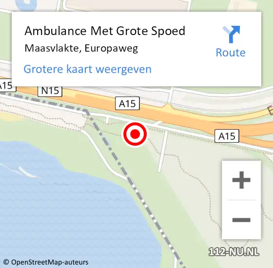 Locatie op kaart van de 112 melding: Ambulance Met Grote Spoed Naar Maasvlakte, Europaweg op 15 mei 2024 18:21