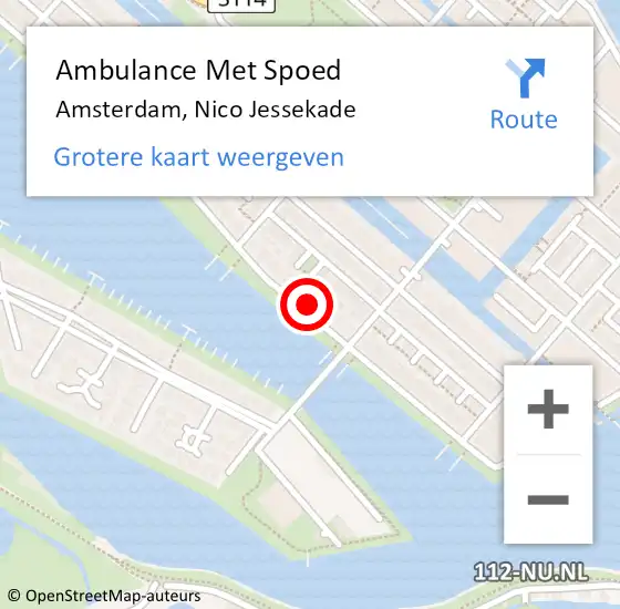 Locatie op kaart van de 112 melding: Ambulance Met Spoed Naar Amsterdam, Nico Jessekade op 15 mei 2024 18:24
