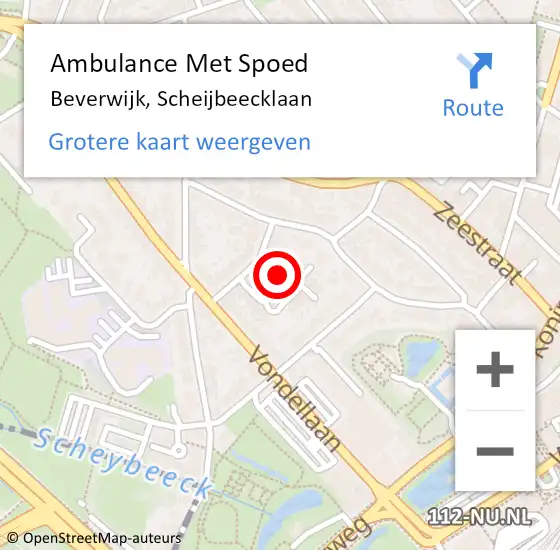 Locatie op kaart van de 112 melding: Ambulance Met Spoed Naar Beverwijk, Scheijbeecklaan op 15 mei 2024 18:40