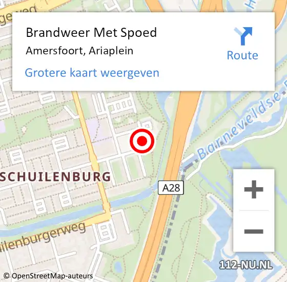 Locatie op kaart van de 112 melding: Brandweer Met Spoed Naar Amersfoort, Ariaplein op 15 mei 2024 18:41