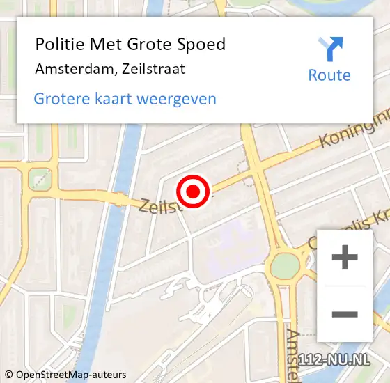 Locatie op kaart van de 112 melding: Politie Met Grote Spoed Naar Amsterdam, Zeilstraat op 15 mei 2024 18:45