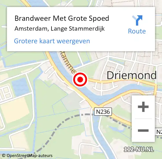 Locatie op kaart van de 112 melding: Brandweer Met Grote Spoed Naar Amsterdam, Lange Stammerdijk op 15 mei 2024 18:46