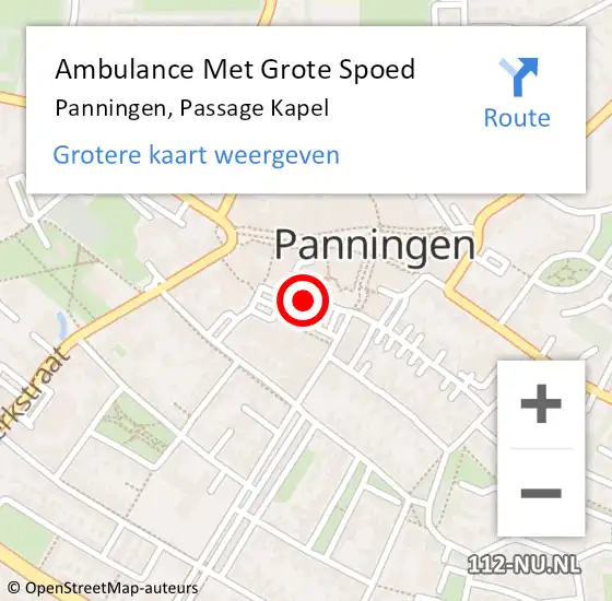 Locatie op kaart van de 112 melding: Ambulance Met Grote Spoed Naar Panningen, Passage Kapel op 15 mei 2024 18:51