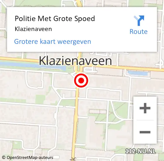 Locatie op kaart van de 112 melding: Politie Met Grote Spoed Naar Klazienaveen op 15 mei 2024 18:52