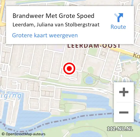 Locatie op kaart van de 112 melding: Brandweer Met Grote Spoed Naar Leerdam, Juliana van Stolbergstraat op 15 mei 2024 18:54