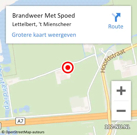 Locatie op kaart van de 112 melding: Brandweer Met Spoed Naar Lettelbert, 't Mienscheer op 15 mei 2024 18:57