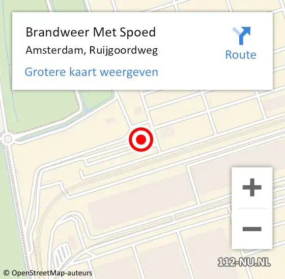 Locatie op kaart van de 112 melding: Brandweer Met Spoed Naar Amsterdam, Ruijgoordweg op 15 mei 2024 19:01