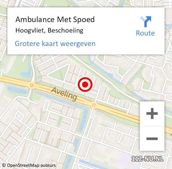 Locatie op kaart van de 112 melding: Ambulance Met Spoed Naar Hoogvliet, Beschoeiing op 15 mei 2024 19:14