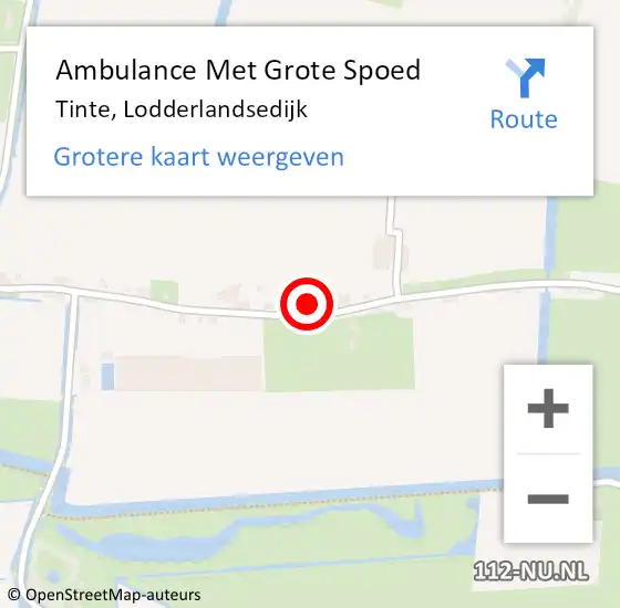 Locatie op kaart van de 112 melding: Ambulance Met Grote Spoed Naar Tinte, Lodderlandsedijk op 6 oktober 2014 06:45