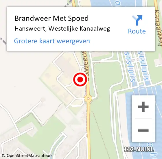 Locatie op kaart van de 112 melding: Brandweer Met Spoed Naar Hansweert, Westelijke Kanaalweg op 15 mei 2024 19:23