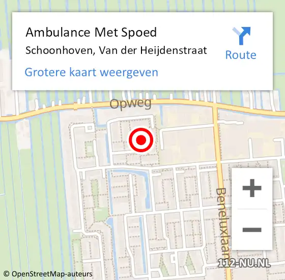 Locatie op kaart van de 112 melding: Ambulance Met Spoed Naar Schoonhoven, Van der Heijdenstraat op 15 mei 2024 19:29