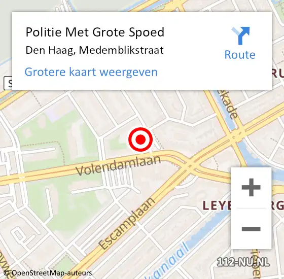 Locatie op kaart van de 112 melding: Politie Met Grote Spoed Naar Den Haag, Medemblikstraat op 15 mei 2024 19:51