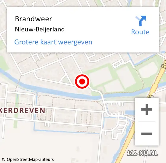 Locatie op kaart van de 112 melding: Brandweer Nieuw-Beijerland op 15 mei 2024 20:01