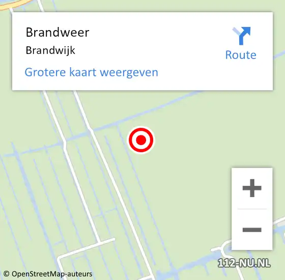 Locatie op kaart van de 112 melding: Brandweer Brandwijk op 15 mei 2024 20:03