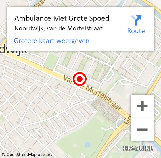 Locatie op kaart van de 112 melding: Ambulance Met Grote Spoed Naar Noordwijk, van de Mortelstraat op 15 mei 2024 20:09