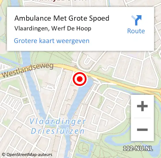Locatie op kaart van de 112 melding: Ambulance Met Grote Spoed Naar Vlaardingen, Werf De Hoop op 15 mei 2024 20:20