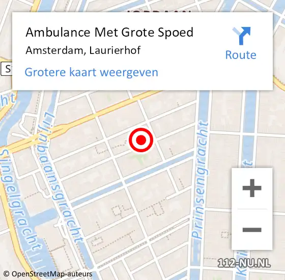 Locatie op kaart van de 112 melding: Ambulance Met Grote Spoed Naar Amsterdam, Laurierhof op 15 mei 2024 20:20