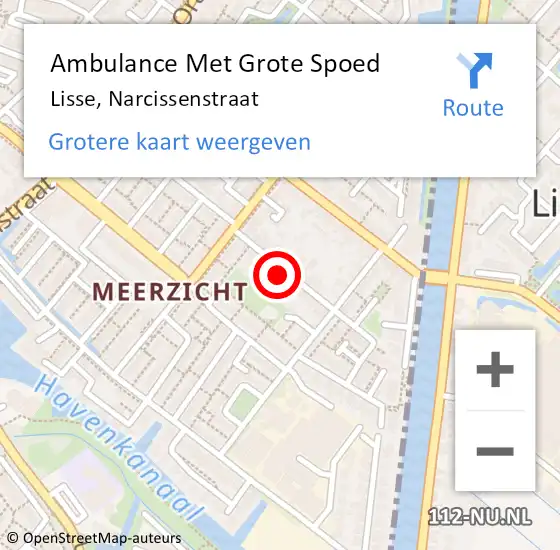 Locatie op kaart van de 112 melding: Ambulance Met Grote Spoed Naar Lisse, Narcissenstraat op 15 mei 2024 20:25
