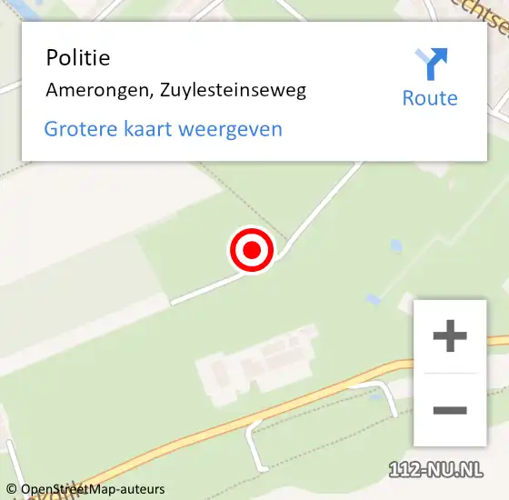 Locatie op kaart van de 112 melding: Politie Amerongen, Zuylesteinseweg op 15 mei 2024 20:38