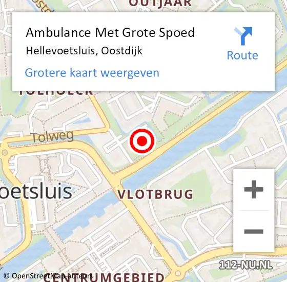 Locatie op kaart van de 112 melding: Ambulance Met Grote Spoed Naar Hellevoetsluis, Oostdijk op 15 mei 2024 20:43