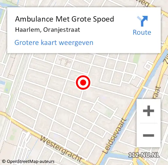 Locatie op kaart van de 112 melding: Ambulance Met Grote Spoed Naar Haarlem, Oranjestraat op 15 mei 2024 21:12