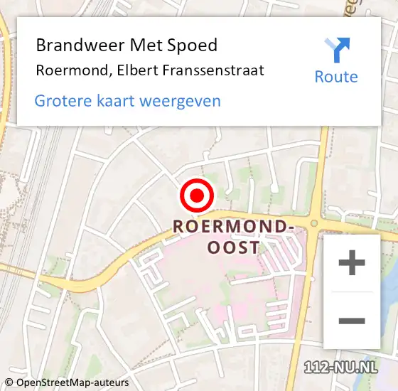 Locatie op kaart van de 112 melding: Brandweer Met Spoed Naar Roermond, Elbert Franssenstraat op 15 mei 2024 21:17