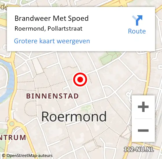 Locatie op kaart van de 112 melding: Brandweer Met Spoed Naar Roermond, Pollartstraat op 15 mei 2024 21:19