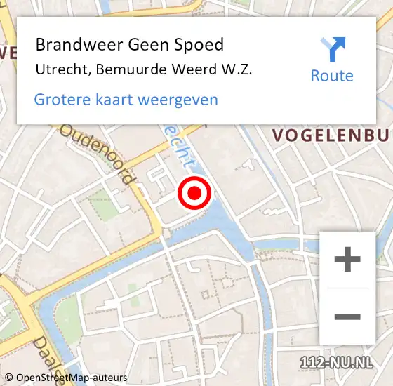 Locatie op kaart van de 112 melding: Brandweer Geen Spoed Naar Utrecht, Bemuurde Weerd W.Z. op 15 mei 2024 21:39