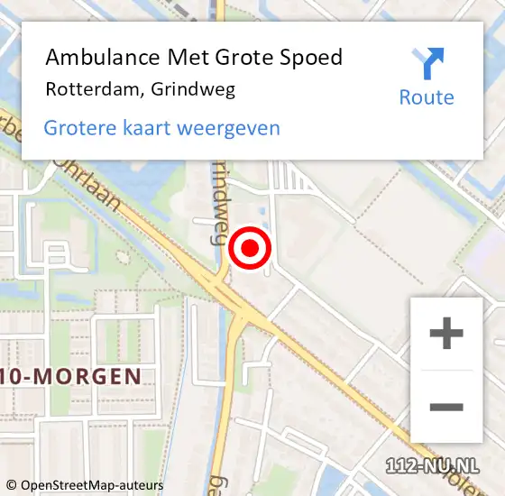 Locatie op kaart van de 112 melding: Ambulance Met Grote Spoed Naar Rotterdam, Grindweg op 15 mei 2024 21:47