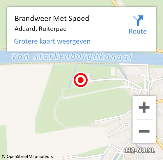 Locatie op kaart van de 112 melding: Brandweer Met Spoed Naar Aduard, Ruiterpad op 15 mei 2024 21:54