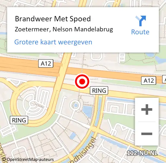 Locatie op kaart van de 112 melding: Brandweer Met Spoed Naar Zoetermeer, Nelson Mandelabrug op 15 mei 2024 22:14