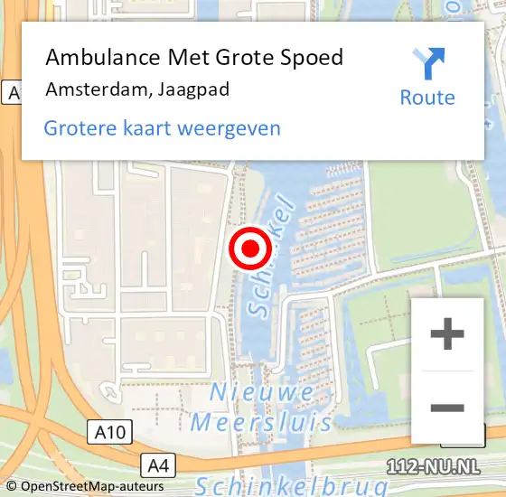 Locatie op kaart van de 112 melding: Ambulance Met Grote Spoed Naar Amsterdam, Jaagpad op 15 mei 2024 22:17