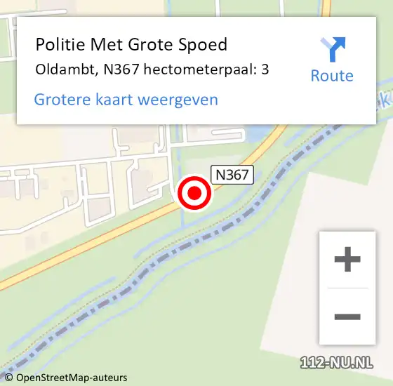 Locatie op kaart van de 112 melding: Politie Met Grote Spoed Naar Oldambt, N367 hectometerpaal: 3 op 15 mei 2024 22:21