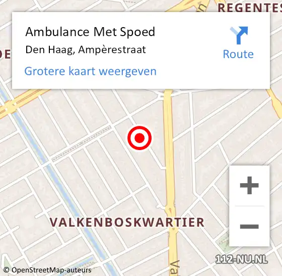 Locatie op kaart van de 112 melding: Ambulance Met Spoed Naar Den Haag, Ampèrestraat op 15 mei 2024 22:25