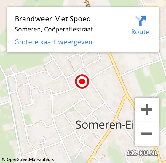 Locatie op kaart van de 112 melding: Brandweer Met Spoed Naar Someren, Coöperatiestraat op 15 mei 2024 22:33