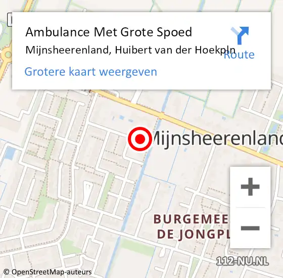 Locatie op kaart van de 112 melding: Ambulance Met Grote Spoed Naar Mijnsheerenland, Huibert van der Hoekpln op 15 mei 2024 22:37