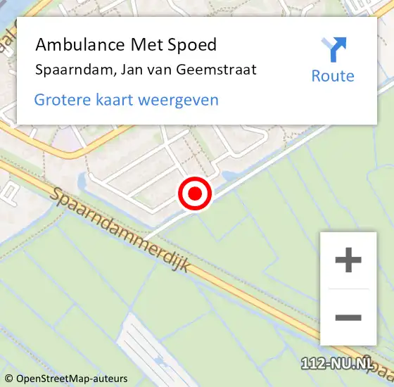 Locatie op kaart van de 112 melding: Ambulance Met Spoed Naar Spaarndam, Jan van Geemstraat op 15 mei 2024 22:38