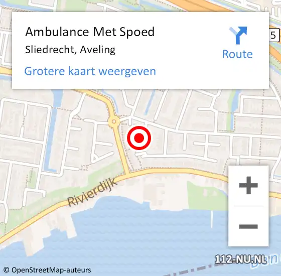 Locatie op kaart van de 112 melding: Ambulance Met Spoed Naar Sliedrecht, Aveling op 15 mei 2024 22:44