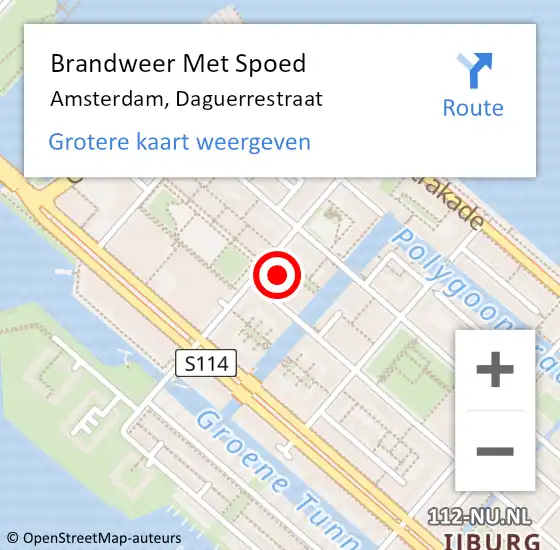 Locatie op kaart van de 112 melding: Brandweer Met Spoed Naar Amsterdam, Daguerrestraat op 15 mei 2024 22:46