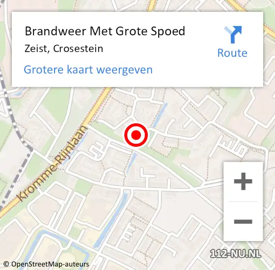 Locatie op kaart van de 112 melding: Brandweer Met Grote Spoed Naar Zeist, Crosestein op 15 mei 2024 22:46