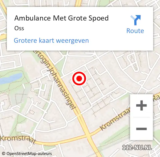 Locatie op kaart van de 112 melding: Ambulance Met Grote Spoed Naar Oss op 15 mei 2024 22:50